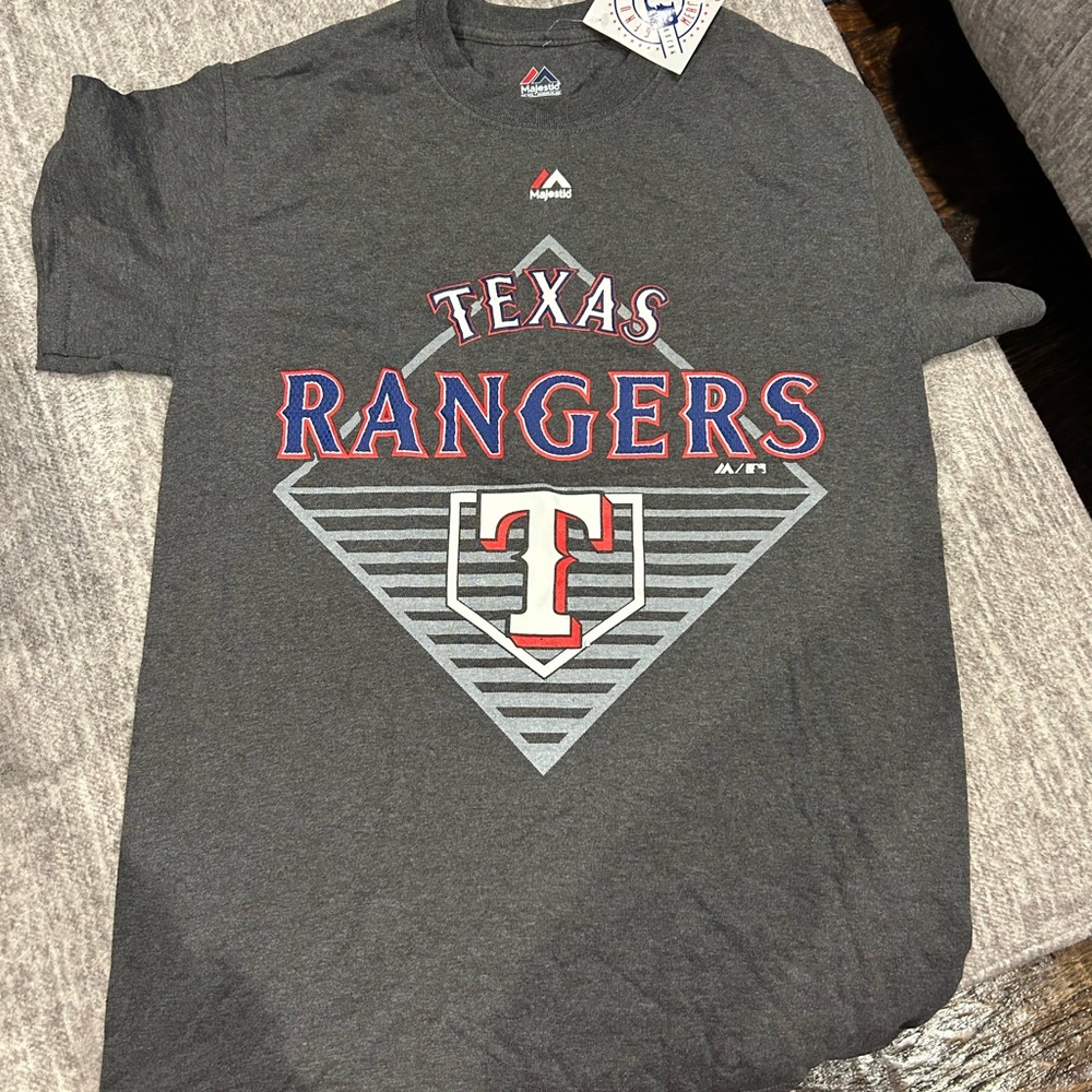 Majestic Gray T-Shirt with Red and Blue Logo